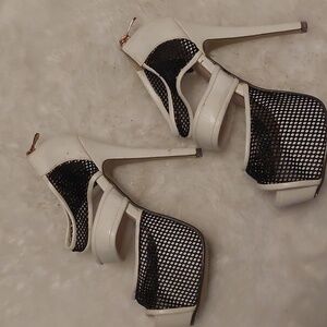 Platform white and black heels
